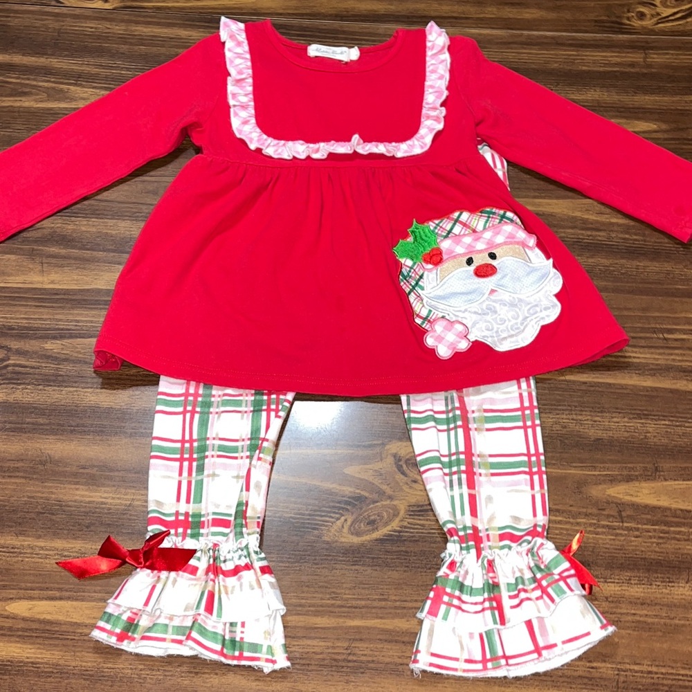 Marie Nicole clothing Red Santa Outfit with Plaid Pants size 4